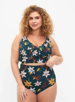 Extra High Waist Bikini Bottom With Floral Print