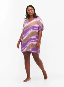 Printed Beach Dress In Viscose -Chic Soldes S00613B 9990 ModelFullBody