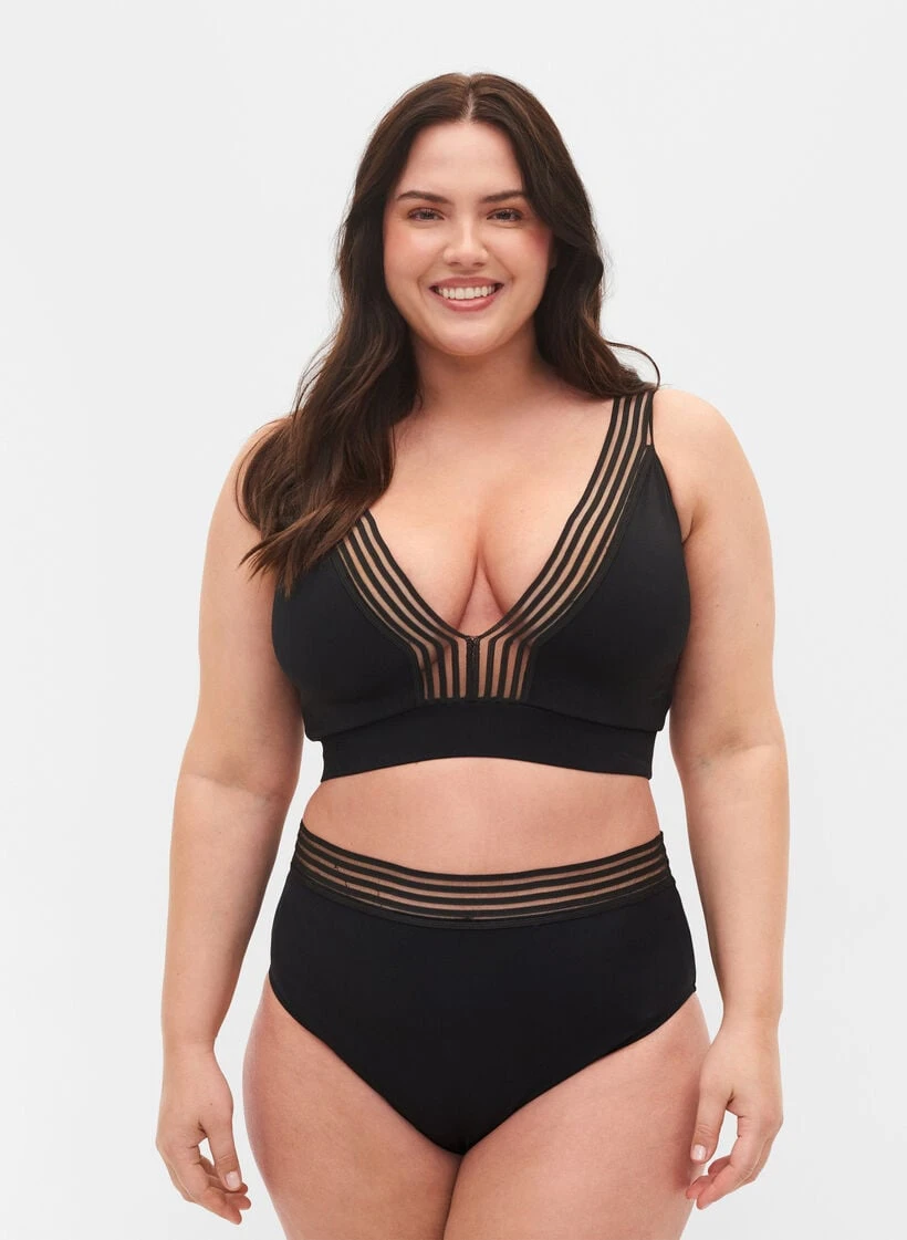 High-waisted Bikini Bottoms With Mesh 3 High-waisted Bikini Bottoms With Mesh