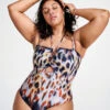 Printed Swimsuit With Detachable Straps -Chic Soldes S00670A 9990 ImageFront