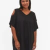 Beach Dress With Shoulder Detail In Viscose -Chic Soldes S00711A 0199 ModelFront