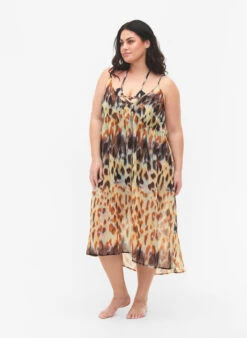 Leopard Printed Beach Dress With Straps