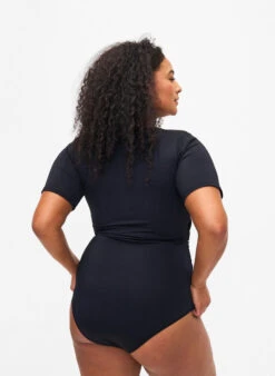 Swimsuit With Zipper And Short Sleeves -Chic Soldes S00732A 0199 ModelBack