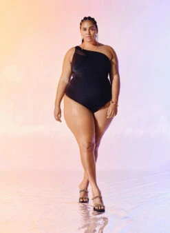 One-shoulder Swimsuit With Mesh Details