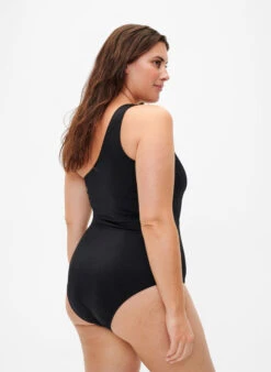 One-shoulder Swimsuit With Mesh Details -Chic Soldes S00735A 0199 ModelBack