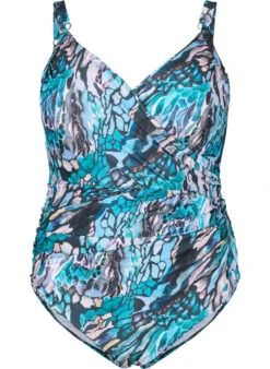 Swimsuit With Print And Wrap Effect -Chic Soldes S00746A 9990 Front