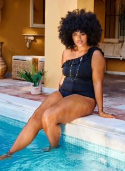 One-shoulder Swimsuit With Ruffle