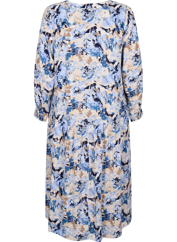 Zizzi Printed Viscose Midi Dress With Long Sleeves 7 Zizzi Printed Viscose Midi Dress With Long Sleeves – Image 5