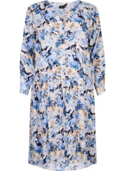Zizzi Printed Viscose Midi Dress With Long Sleeves 13 Zizzi Printed Viscose Midi Dress With Long Sleeves -Chic Soldes V00035V 8003 Front
