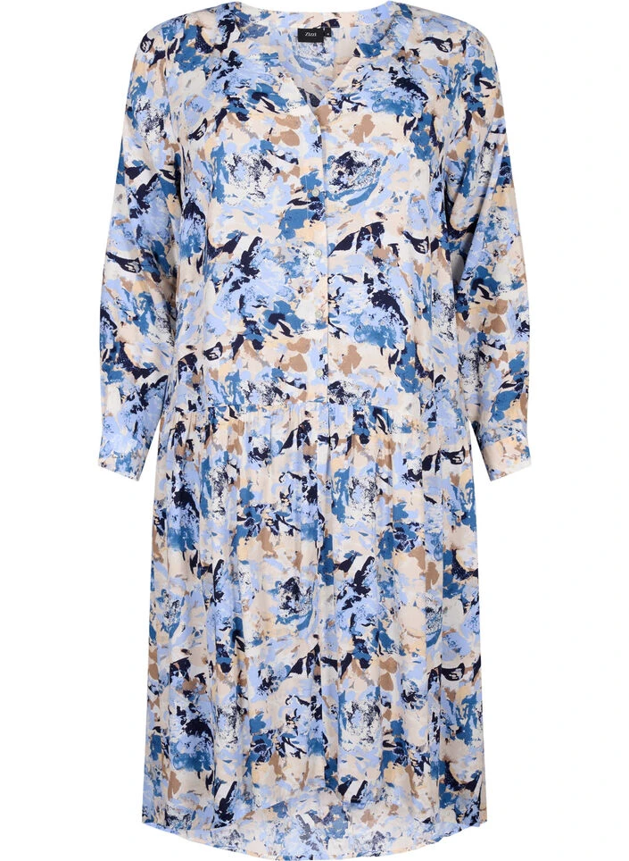 Zizzi Printed Viscose Midi Dress With Long Sleeves 6 Zizzi Printed Viscose Midi Dress With Long Sleeves – Image 4