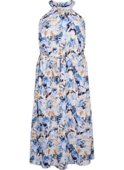 Zizzi Viscose Cocktail Dress With Halterneck -Chic Soldes V00035W 8003 Front