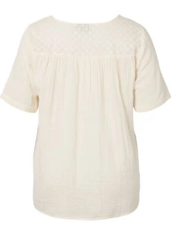 Zizzi Cotton Blouse With Embroidery And Short Sleeves -Chic Soldes V00037O 2280 Back