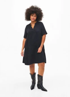 Zizzi Short Sleeve Dress In 100% Cotton