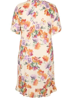 Zizzi Wrap Dress With Floral Print And Short Sleeves -Chic Soldes V00038H 2280 Back