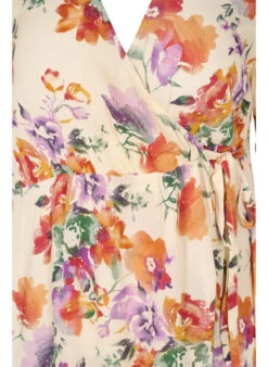 Zizzi Wrap Dress With Floral Print And Short Sleeves -Chic Soldes V00038H 2280 Details1