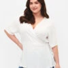 Zizzi Viscose Blouse With Wrap -Chic Soldes V00038K 1101 ModelFront