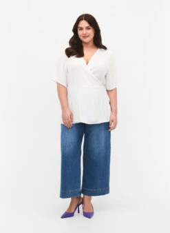 Zizzi Viscose Blouse With Wrap -Chic Soldes V00038K 1101 ModelFullBody