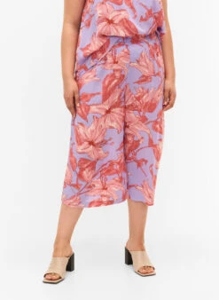Zizzi Loose Culotte Trousers In Viscose -Chic Soldes V00038S 9998 ModelDetail2