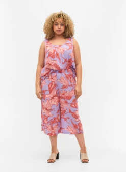 Zizzi Loose Culotte Trousers In Viscose