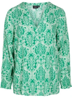 Zizzi Printed Viscose Top With Smock -Chic Soldes V00040D 2241 Front