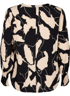 Zizzi Printed Viscose Blouse With Smock -Chic Soldes V00040D 8000 Back