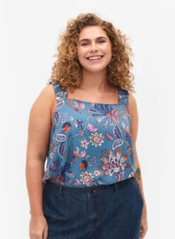 Zizzi Printed Viscose Top With A-shape