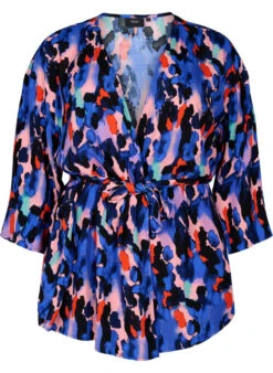 Zizzi Kimono In Viscose With Print -Chic Soldes V00040M 9998 Front