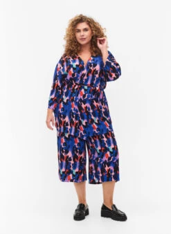Zizzi Kimono In Viscose With Print -Chic Soldes V00040M 9998 ModelFullBody