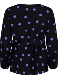 Zizzi Dotted Wrap Blouse In Viscose -Chic Soldes V00040P 9992 Back