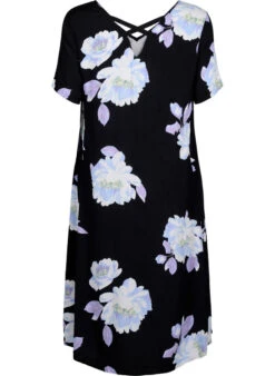 Zizzi Floral Viscose Dress With Short Sleeves -Chic Soldes V00040U 8004 Back