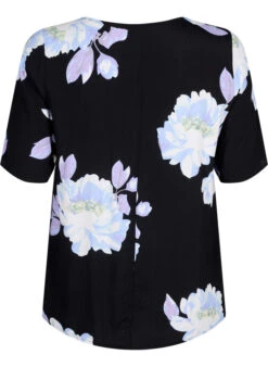 Zizzi Short Sleeve Viscose Blouse With Print -Chic Soldes V00040W 8004 Back