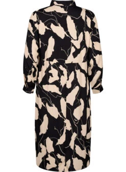 Zizzi Long-sleeved Midi Dress In Viscose With Print -Chic Soldes V00040Y 8000 Back