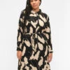 Zizzi Long-sleeved Midi Dress In Viscose With Print -Chic Soldes V00040Y 8000 ModelFront