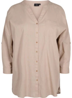 Zizzi Blouse With 3/4-length Sleeves And Button Closure -Chic Soldes V00047A 2237 Front