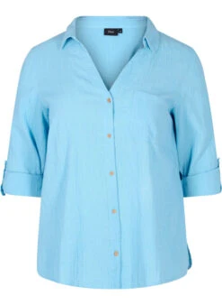 Zizzi Blouse With 3/4-length Sleeves And Buttons -Chic Soldes V00047G 1430 Front