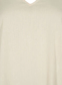 Zizzi V-neck Dress In Cotton Blend With Linen -Chic Soldes V00047P 0856 Details1