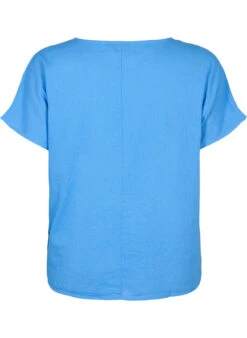 Zizzi Short-sleeved Blouse In Cotton Blend With Linen -Chic Soldes V00047Y 0855 Back