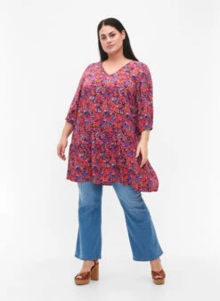 Zizzi Viscose Tunic With A-line Cut -Chic Soldes V00057I 9990 ModelFullBody