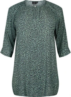 Zizzi Tunic In Viscose With Print And 3/4 Sleeves -Chic Soldes V00061X 9994 Front