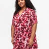 Zizzi Cotton Dress With Floral Print -Chic Soldes V00064A 9989 ModelFront