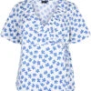 Zizzi Cotton Wrap Blouse With Floral Print