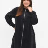 Zizzi Velvet Dress With Zipper And 3/4 Sleeves -Chic Soldes V00068A 0199 ModelFront