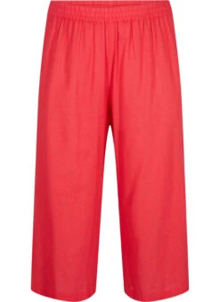 Zizzi 7/8 Trousers In Cotton Blend With Linen -Chic Soldes V00471E 0957 Front