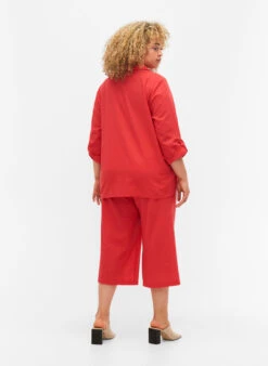 Zizzi 7/8 Trousers In Cotton Blend With Linen -Chic Soldes V00471E 0957 ModelBack