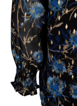Zizzi Floral Blouse With Long Sleeves And V Neck -Chic Soldes V02581B 8032 Details2