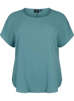 Zizzi Blouse With Short Sleeves And A Round Neckline -Chic Soldes V10000A 0826 Front