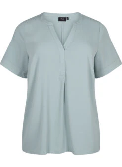 Zizzi Short-sleeved Blouse With V-neckline -Chic Soldes V10000B 1598 Front