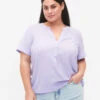 Zizzi Short-sleeved V-neck Blouse -Chic Soldes V10000B 1716 ModelFront