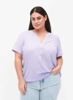 Zizzi Short-sleeved V-neck Blouse