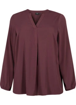 Zizzi Plain Colour Top With V-neck -Chic Soldes V10000F 1681 Front